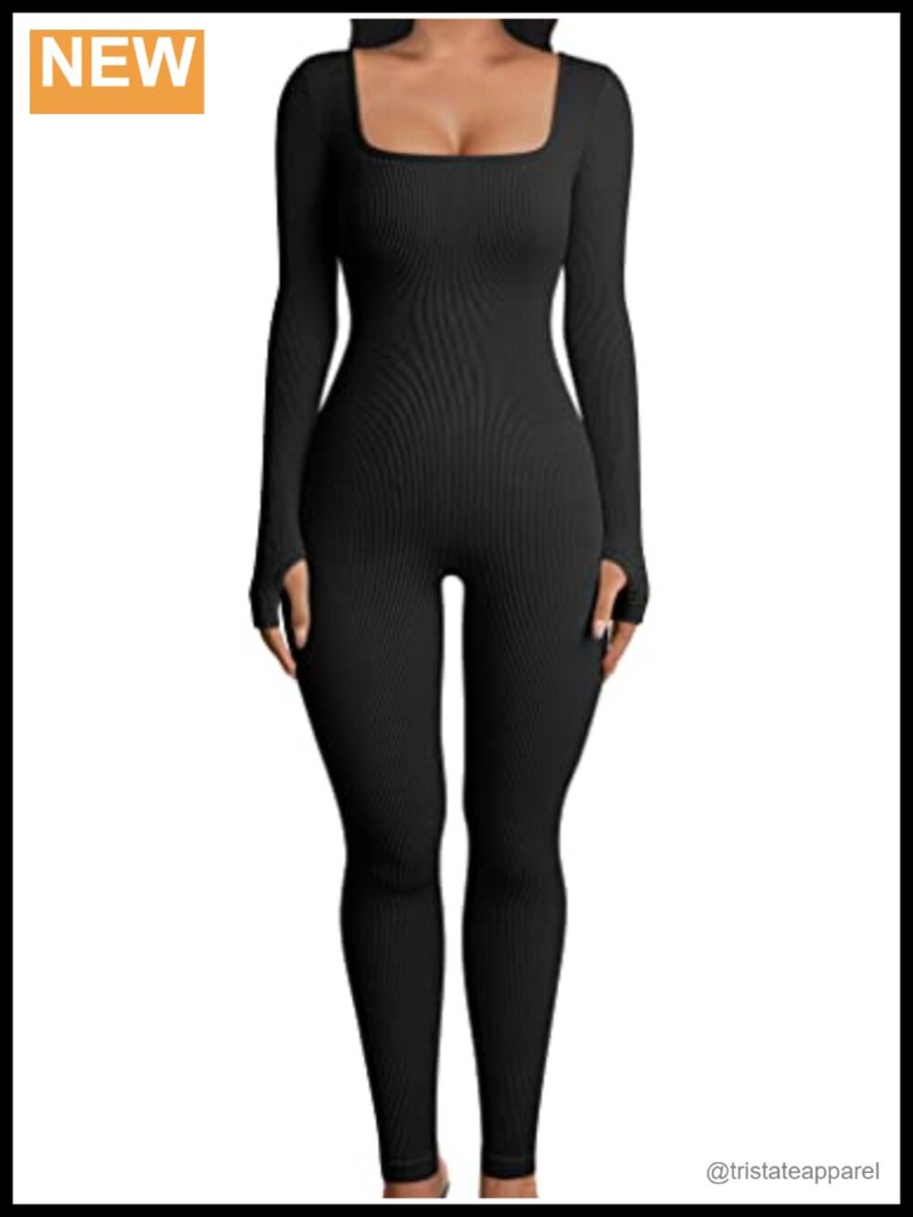 OQQ Women's Ribbed Long Sleeve Yoga Jumpsuit Tummy Control Workout Bodysuit